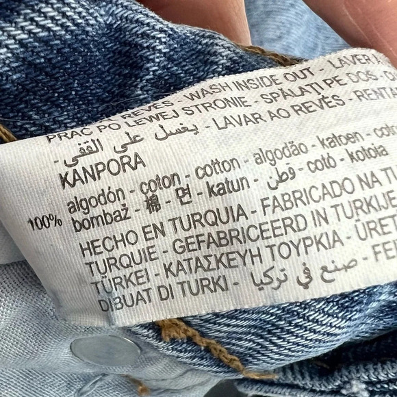 ZARA Button Fly 100% Cotton Rigid Denim Distressed 90’s loose fit Jeans - Picture 8 of 9